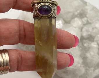Fluorite and Amethyst Point Pendant