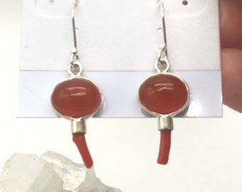 Carnelian and Red Coral Earrings
