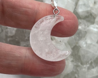Quartz Crystal Crescent Moon Pendant