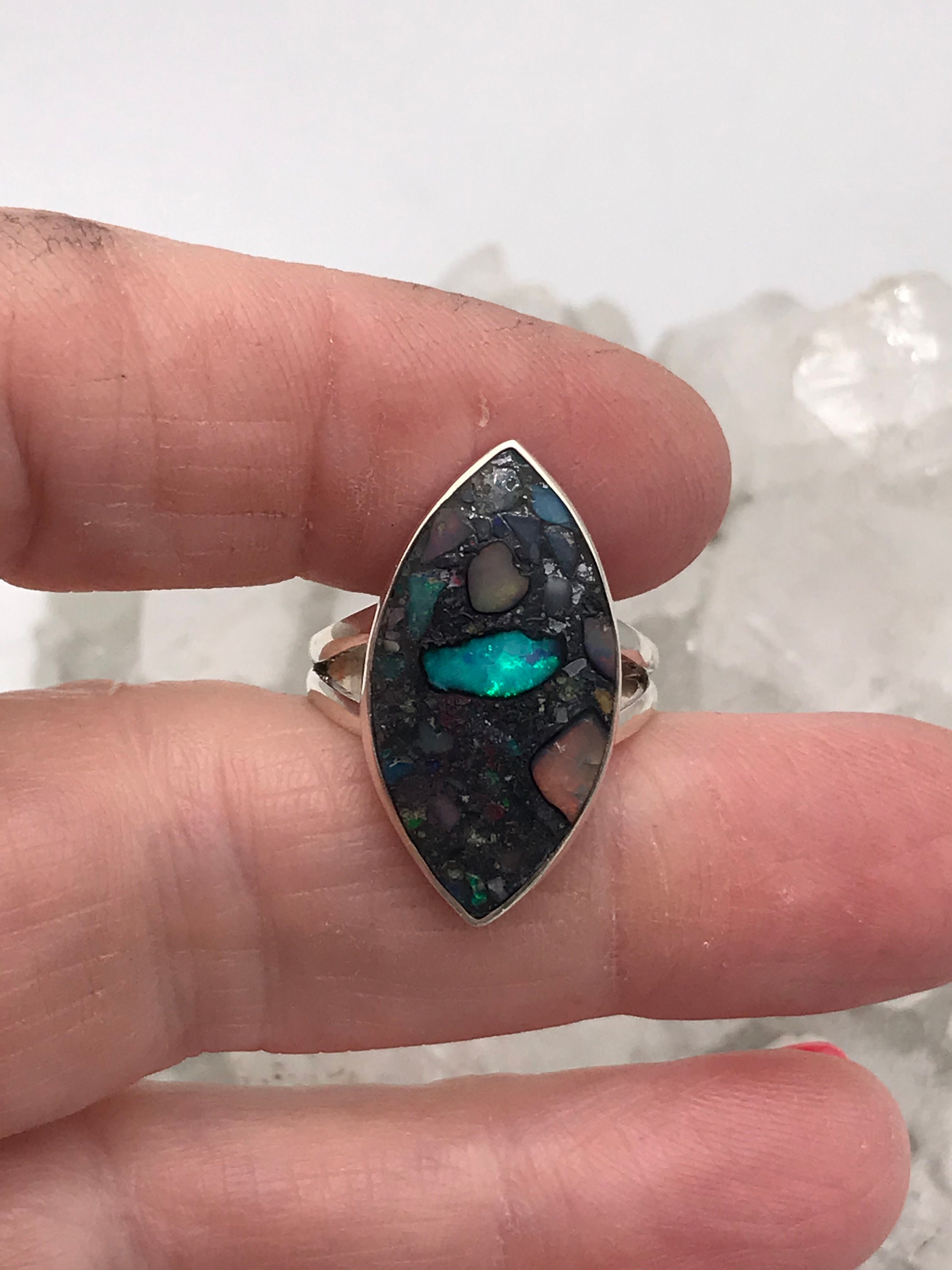指輪・リング [Retro finger] Ethiopia Opal Opal Rings Solid Silver Ring Ethiopian Opal Gemstone