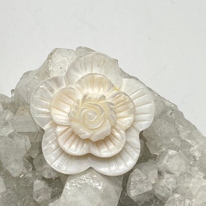 CLEARANCE Carved Mother of Pearl Flower Pendant