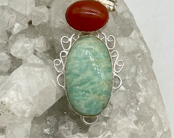 CLEARANCE Amazonite and Agate Pendant