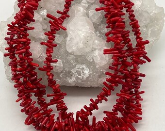 Red Coral Beaded Choker-16”