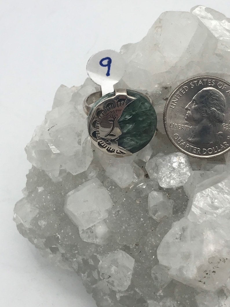 Seraphinite Moon Ring Size 9
