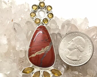 Red Jasper and Citrine Pendant Necklace