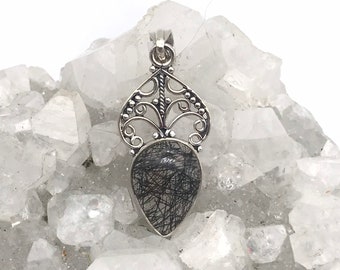 Black Tourmalinated Quartz Pendant