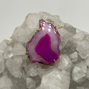 CLEARANCE Pink Agate Slice Pendant