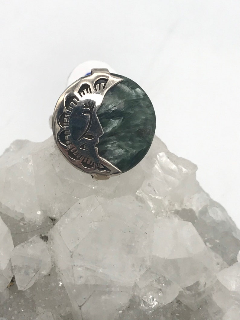 Seraphinite Moon Ring Size 9