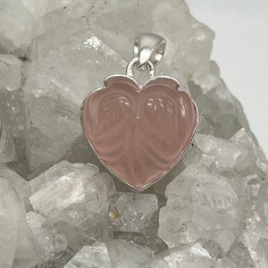 Carved Rose Quartz Heart Pendant
