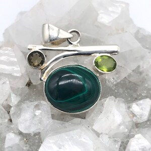 CLEARANCE Malachite and Crystal Pendant