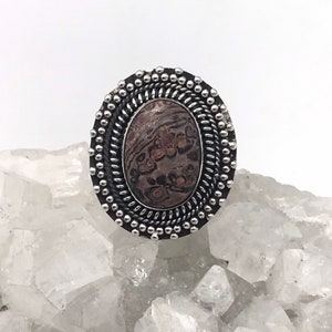 Leopard Skin Jasper Ring, Size 6