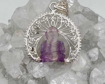 Beautiful Fluorite Carved Buddha Pendant