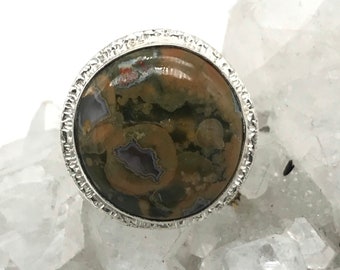 Rainforest Jasper Ring Size 8 1/2