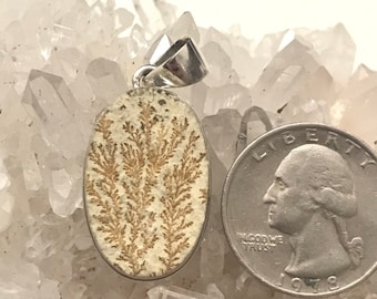 Psilomelane Dendrite Pendant .