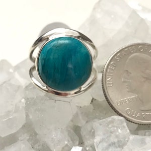 Genuine Peruvian Blue Opal  Ring, Size 6 1/2