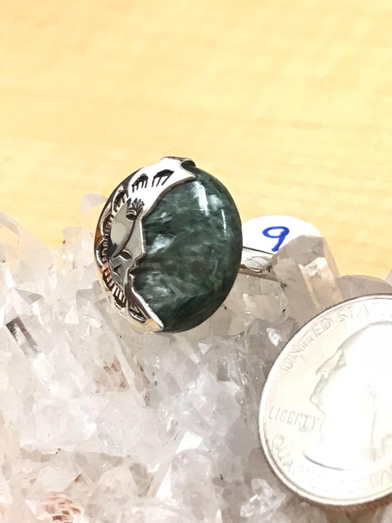 Seraphinite Moon Ring Size 9