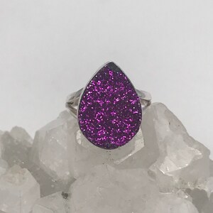 Pink Druzy Ring, Size 7 1/2