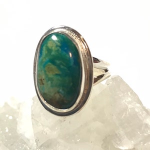 Genuine Peruvian Blue Opal  Ring, Size 6 1/2