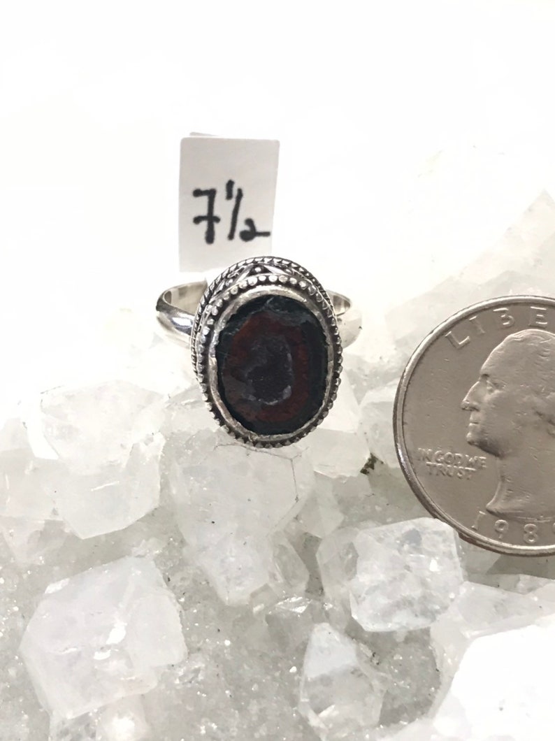 Black Geode Druzy Ring Size 7 12