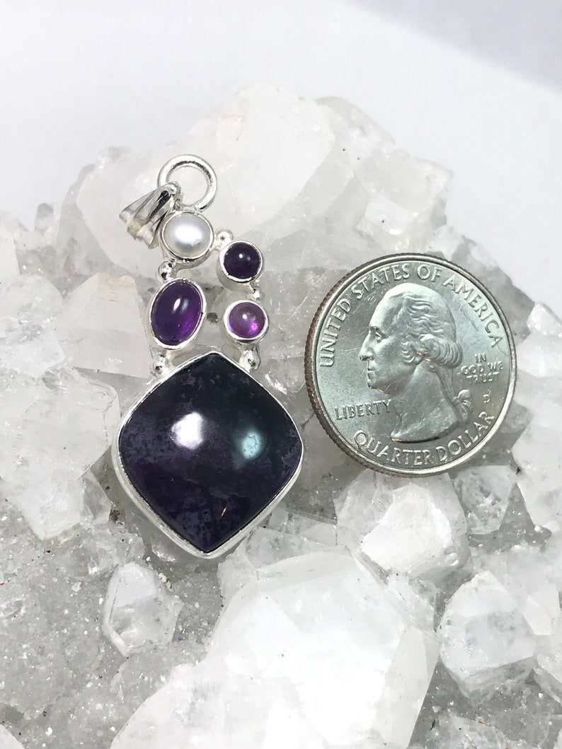 Sugilite, Pearl and Amethyst Pendant image 2