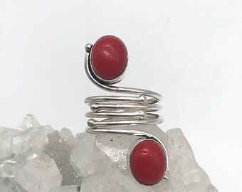 CLEARANCE Red Glass Ring, Size 7 1/2