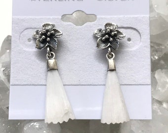 Angel Wings - Scolecite Flower Stud  Earrings