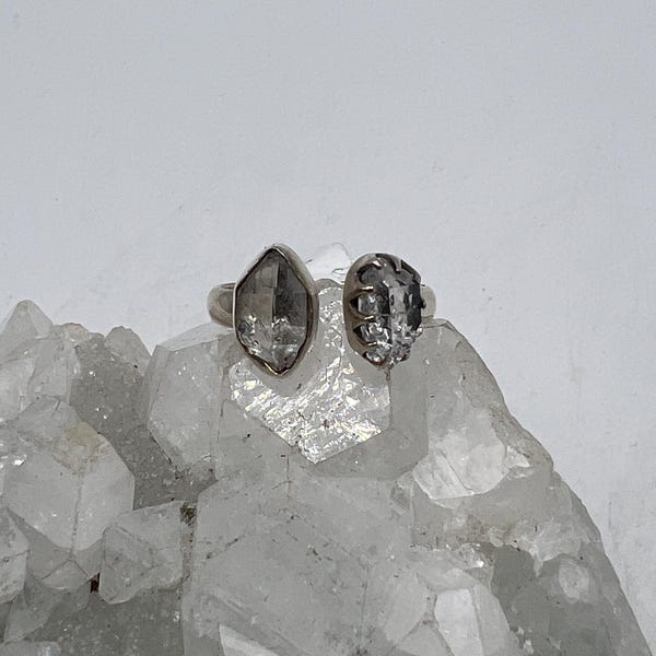 Herkimer Diamond Ring, Size 9-Adjustable