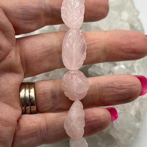 Carved Rose Quartz Beaded Bracelet