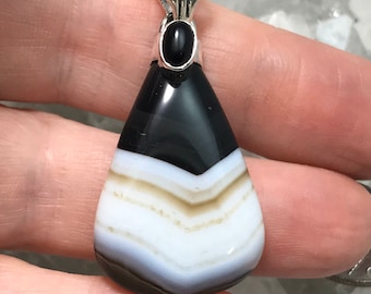 Beautiful Black Banded Onyx Pendant