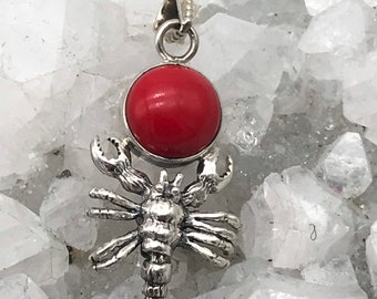 CLEARANCE Faux Red Coral Scorpion Pendant