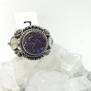 Rainbow Druzy Ring, Size 7