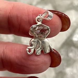 CLEARANCE Petite Herkimer Diamond Elephant Pendant-1&quot;