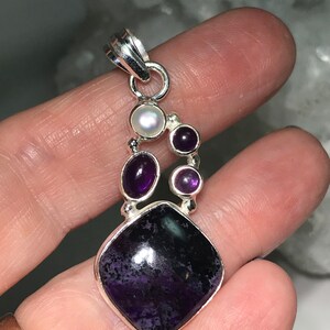 Sugilite, Pearl and Amethyst Pendant image 4