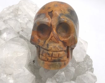 Crazy Lace Agate Carved Skull-2"