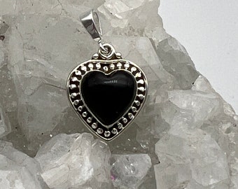 CLEARANCE Petite Black Onyx Heart Pendant