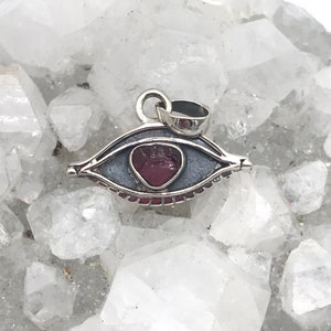 CLEARANCE Petite Rough Pink Tourmaline Eye of Horus Pendant