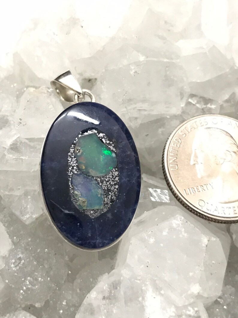 Ethiopian Opal in Sodalite Pendant