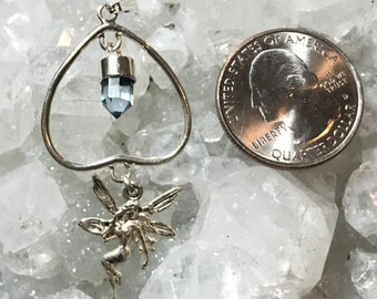 Silver PEWTER DRAGONFLY Pagan Fairy TOPAZ Crystal NOVEMBER Birthstone Pendant Silver PEWTER DRAGONFLY Pagan Fairy TOPAZ Crystal NOVEMBER Birthstone Pendant
