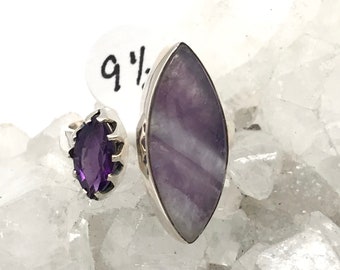Chevron Amethyst Ring Size 9 1/2-Adjustable