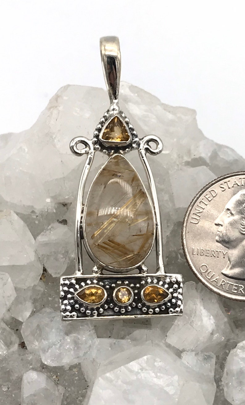Rutilated Quartz and Citrine Pendant