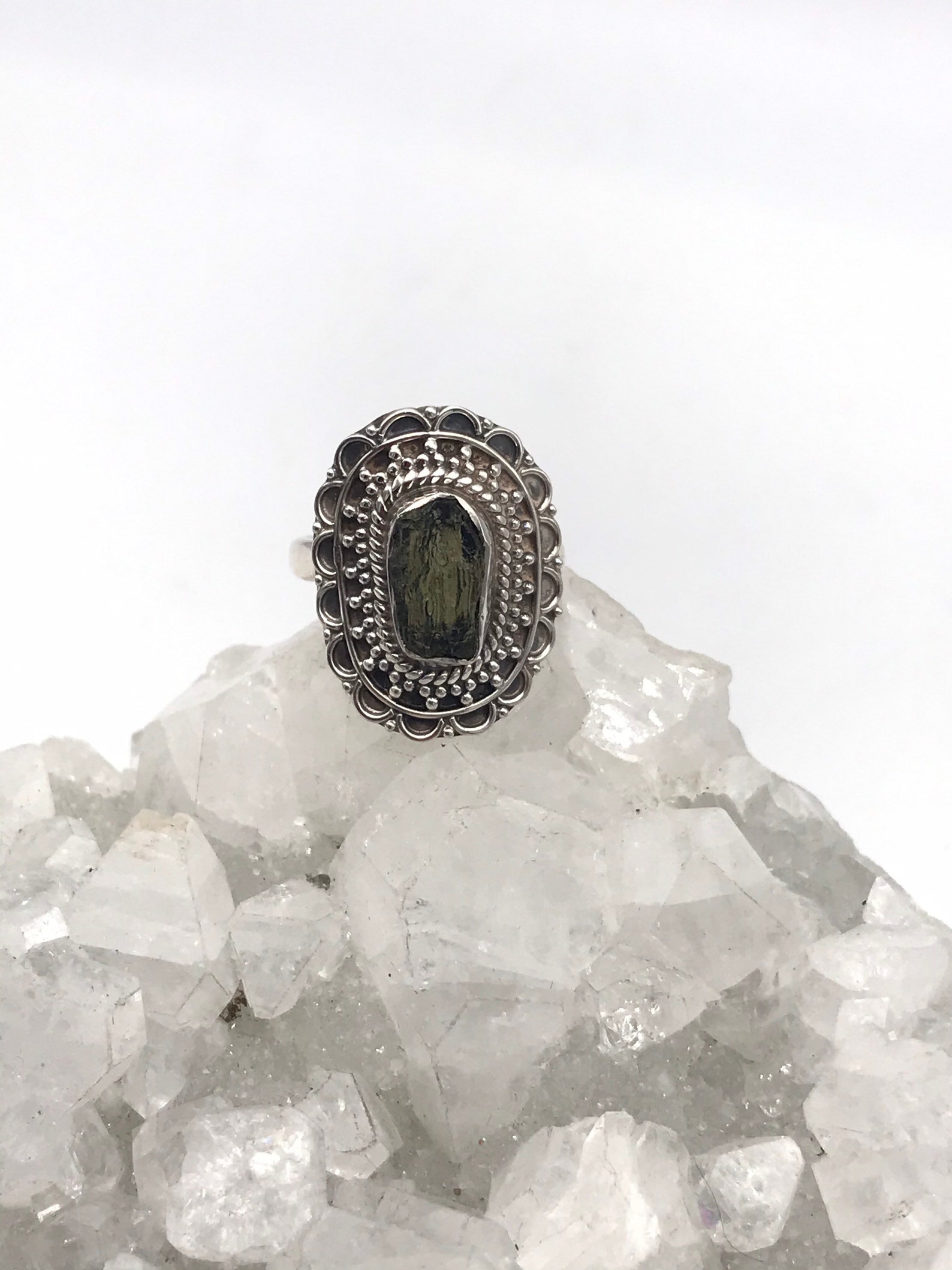 Natural Green Moldavite Ring Size 7 1/2 - Etsy