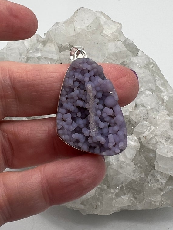 Rare Grape Agate Manakarra Botryoidal Crystal Pendant