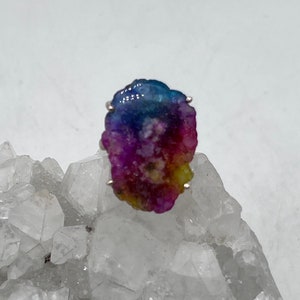 Rainbow Solar Quartz Ring, Size 9 1/2