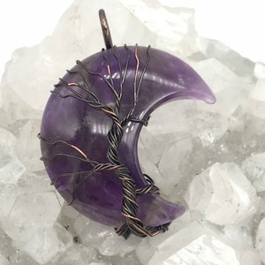 Moon-Amethyst Wire Wrapped Tree of Life Pendant