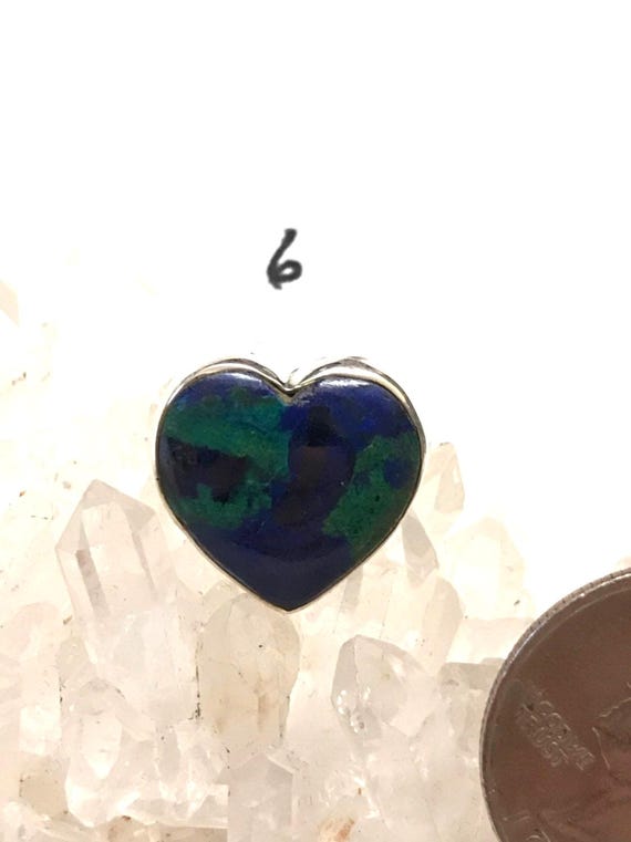 Heart - Azurite Malachite Party Ring  Size 6