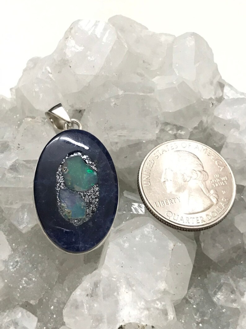 Ethiopian Opal in Sodalite Pendant