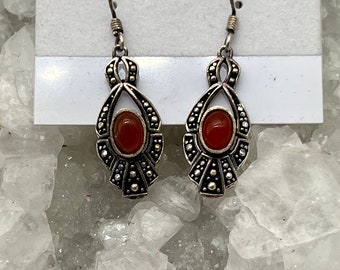 Abstract Carnelian Dangle Earrings