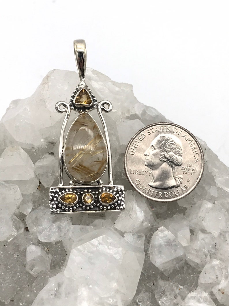 Rutilated Quartz and Citrine Pendant