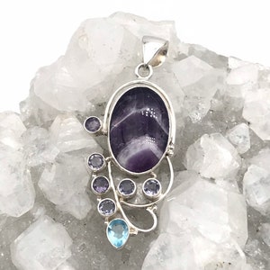 Beautiful Amethyst and Blue Topaz Pendant