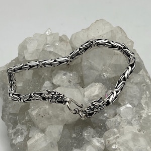 Sterling Silver Sleek Dragon Bracelet- -Size Various